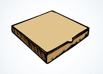 Cardboard pizza packaging. Vector drawing