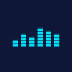 Sound radio wave background of soundtrack or sound diagram. Vector graph of microphone sound equalizer pattern