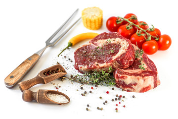 juicy fresh marbled beef steaks