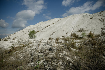 White Mountain - large open air phosphogypsum waste storage. Futuristic landscape