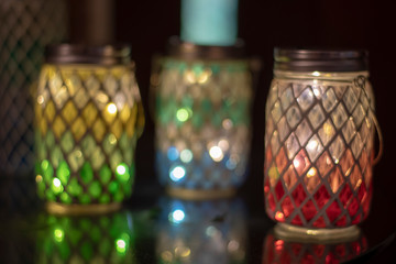 jars with lights