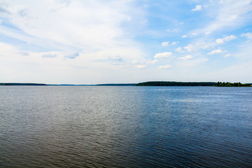 wide river against blue sky