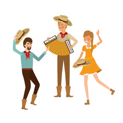 group of people farmers with musical instrument