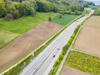 Aerial view of highway in Switzerland