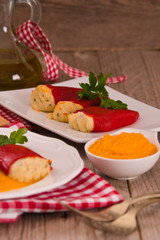 Stuffed piquillo peppers with cod.