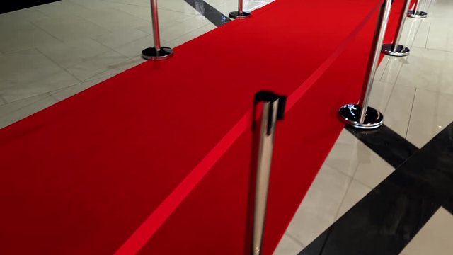 4k video of long red carpet and barriers on movie or theater awards.