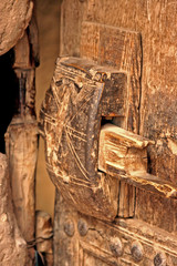 Naklejka premium pictures of antique Morocan locks and wooden doors in medina marrakech