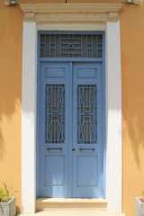 Fototapeta na wymiar Stylish front door in sunlight