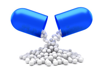 Medical pill with white powder.