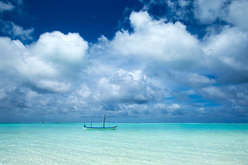 tropical Maldives island with white sandy beach and sea