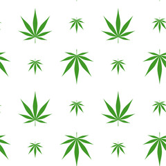 Vector seamless pattern with marijuana leaf, cannabis.