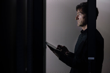 Technician in a server room.