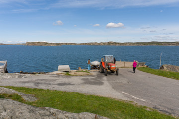 Boat launch from trailer, Sweden