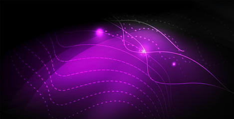 Glossy shiny glowing neon waves