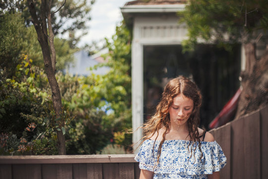 Portrait of a teen girl in the neighbourhood