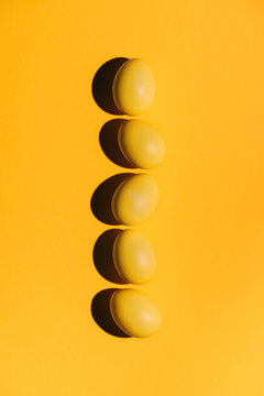 Close up of yellow Easter eggs