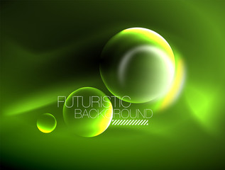 Blurred neon glowing round shapes, abstract circles and lights
