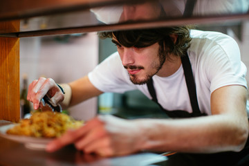 Chef working in a restaurant.