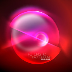Blurred neon glowing round shapes, abstract circles and lights