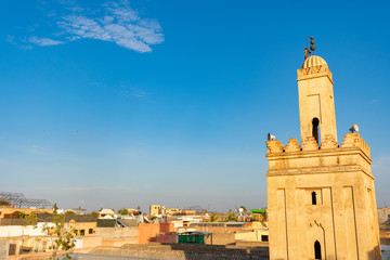 Mosque Minaret over the Medina of Marrakech Morocco