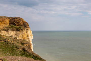 Looking out to sea from the chalk cliffs at Seaford in Sussex