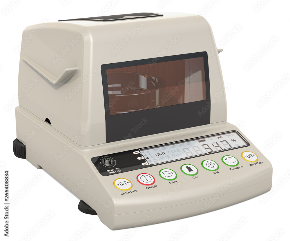 Poster moisture analyser, moisture analyzer. 3d rendering