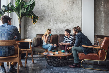 Friends Chatting at Cafe