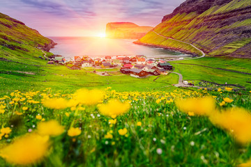  Tjornuvik – beautiful village in the Faroe Islands, sit on the north coast of Streymoy, Faroe Islands, Denmark