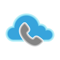 Cloud computing icon with a telephone symbol - Vector