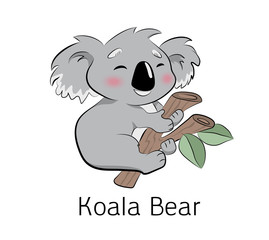 Koala cute bear in vector. Illustration kid, an Australian animal, sitting. © Kriola