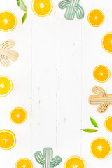 Fresh oranges pattern on white background
