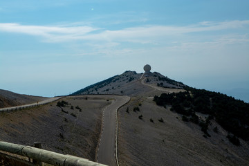 Top of Mont Ventoux, higher mountain in Provence, South of France, tourist and vacation destination