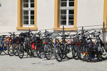 Fototapeta na wymiar Bicycle parking. Bicycle parking in the city center