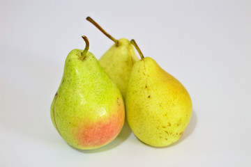 isolated yellow pears on white background