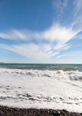 Sea surf in the afternoon on a sunny day