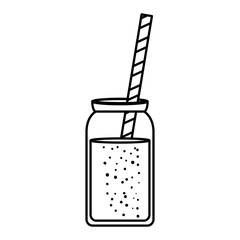 juice fruits in pot with straw