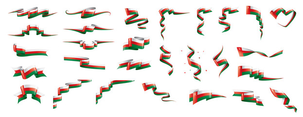 Oman flag, vector illustration on a white background - obrazy, fototapety, plakaty