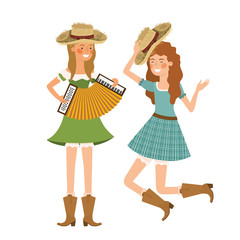 farmers women with musical instruments