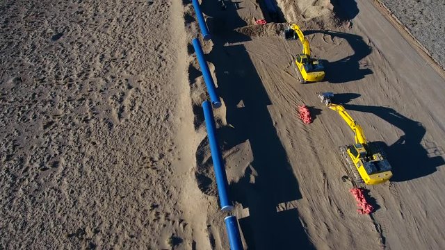 Drone footage of pipe installation project