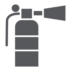 Fire extinguisher glyph icon, emergency and firefighting, extinguish sign, vector graphics, a solid pattern on a white background.