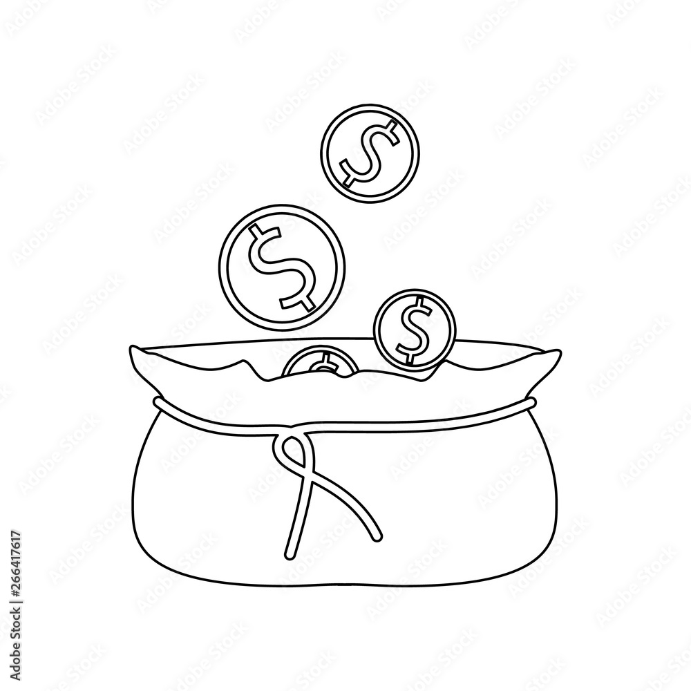 Poster open bag with money icon. element of banking for mobile concept and web apps icon. outline, thin lin