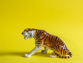tiger on yellow background