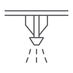 Fire sprinkler system thin line icon, protection and fire, fire detector sign, vector graphics, a linear pattern on a white background.