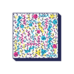 square frame colorfull figures and lines ninetys pattern