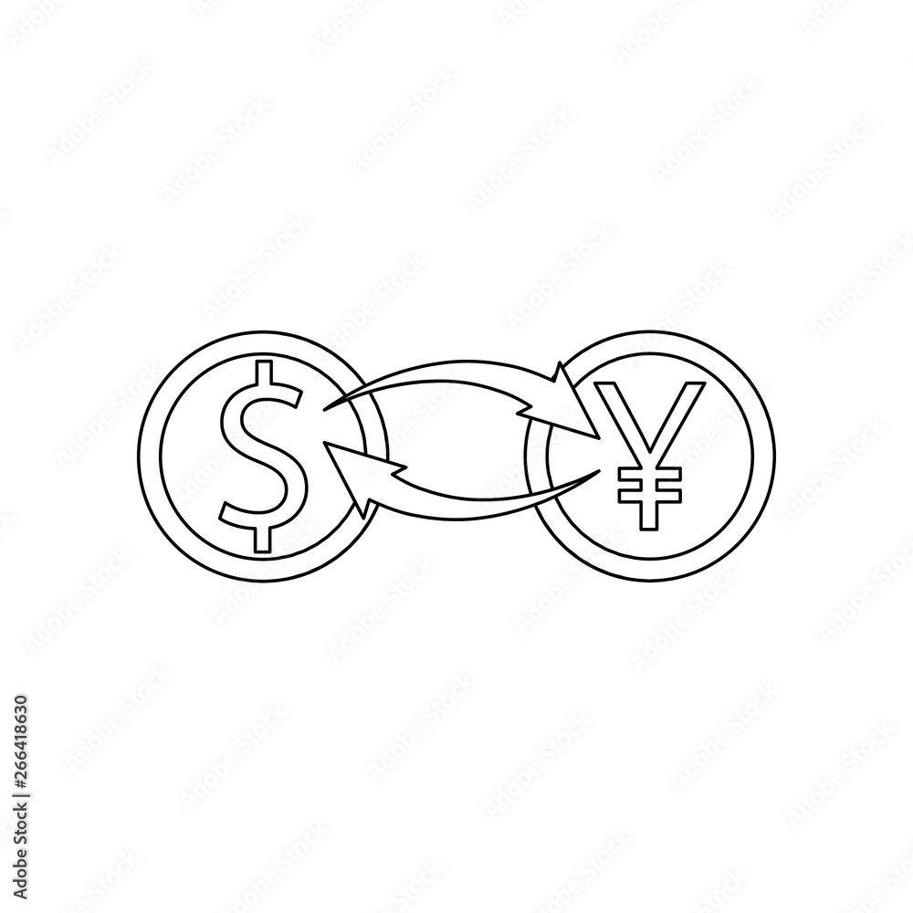 Poster dollar yen exchange icon. element of banking for mobile concept and web apps icon. outline, thin lin