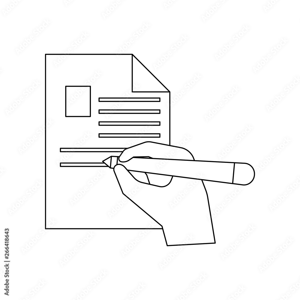 Poster hand signs a contract icon. element of banking for mobile concept and web apps icon. outline, thin l