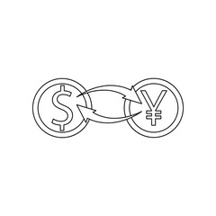 dollar yen exchange icon. Element of banking for mobile concept and web apps icon. Outline, thin line icon for website design and development, app development
