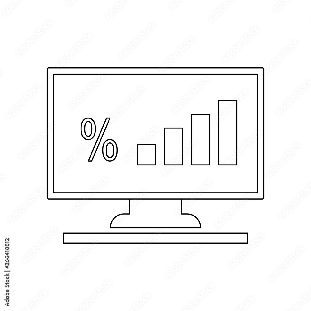 Aufkleber percent growth on the monitor icon. element of banking for mobile concept and web apps icon. outline