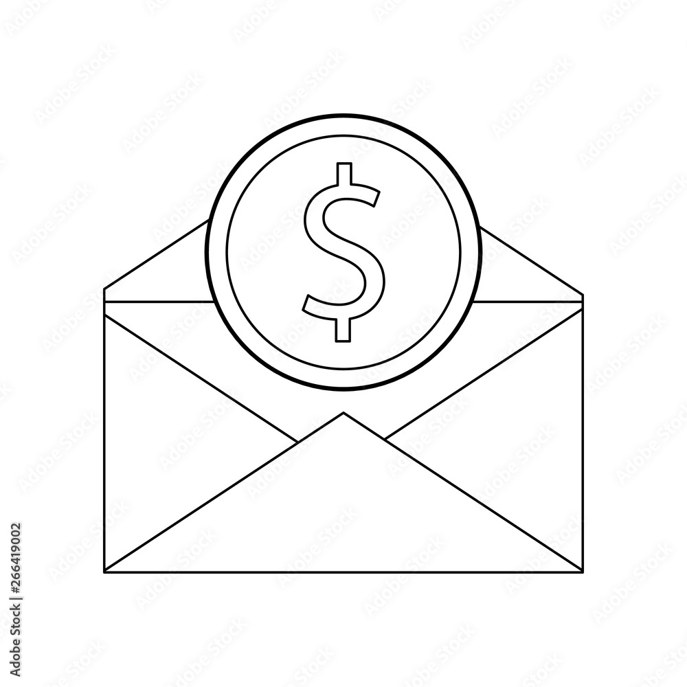 Poster envelope and coin icon. element of banking for mobile concept and web apps icon. outline, thin line 