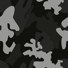 Linear camouflage seamless pattern. Abstract modern geometric digital camo texture endless background.